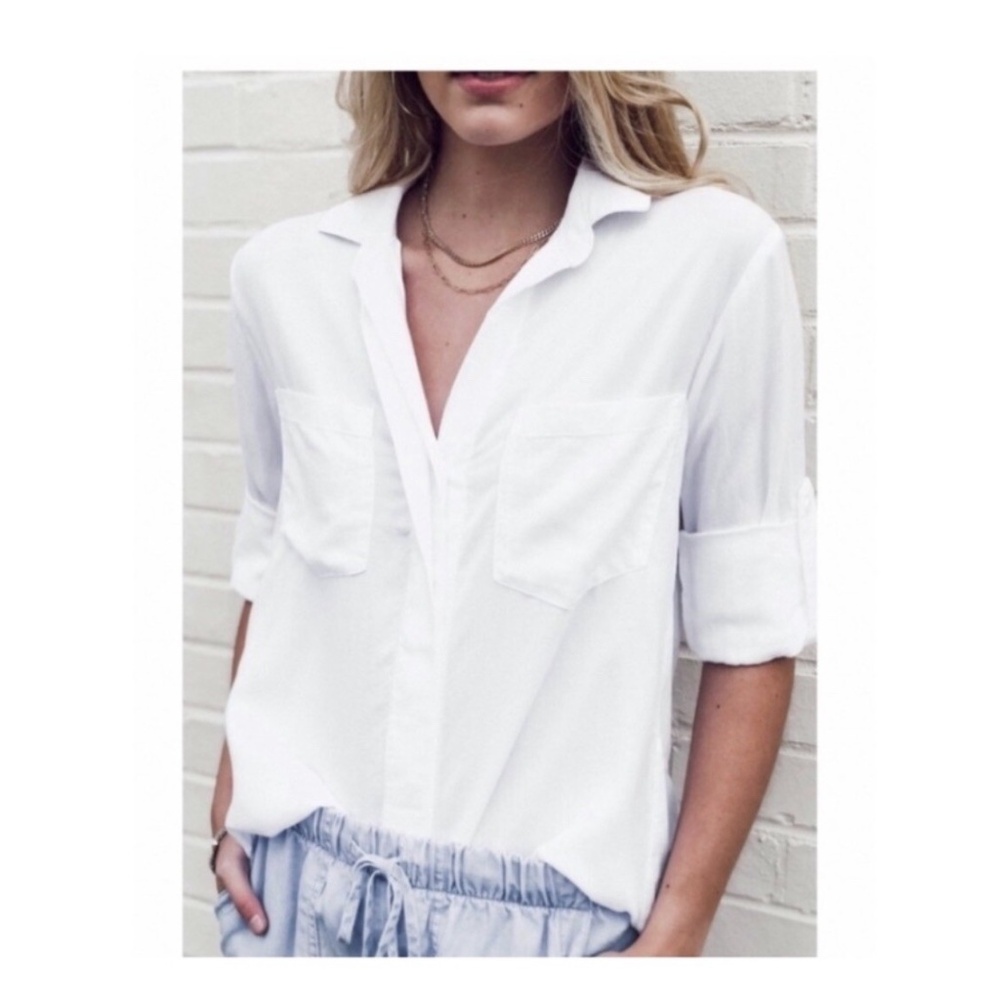 Anthropologie Cloth & Stone White Two-Pocket Buttondown – Size Large